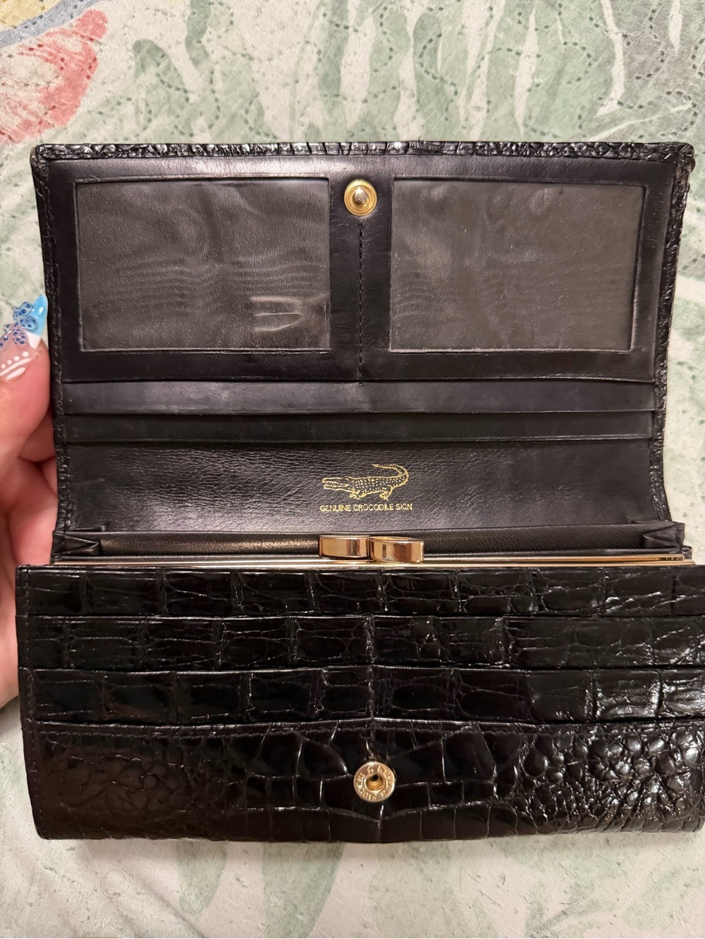 Genuine crocodile skin Black Leather Wallet